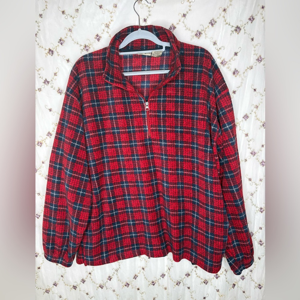 Plaid Half-Zip Sweater - Red and Black